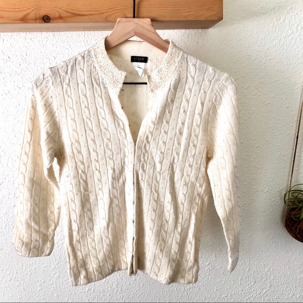 J. Crew beaded cable knit cardigan